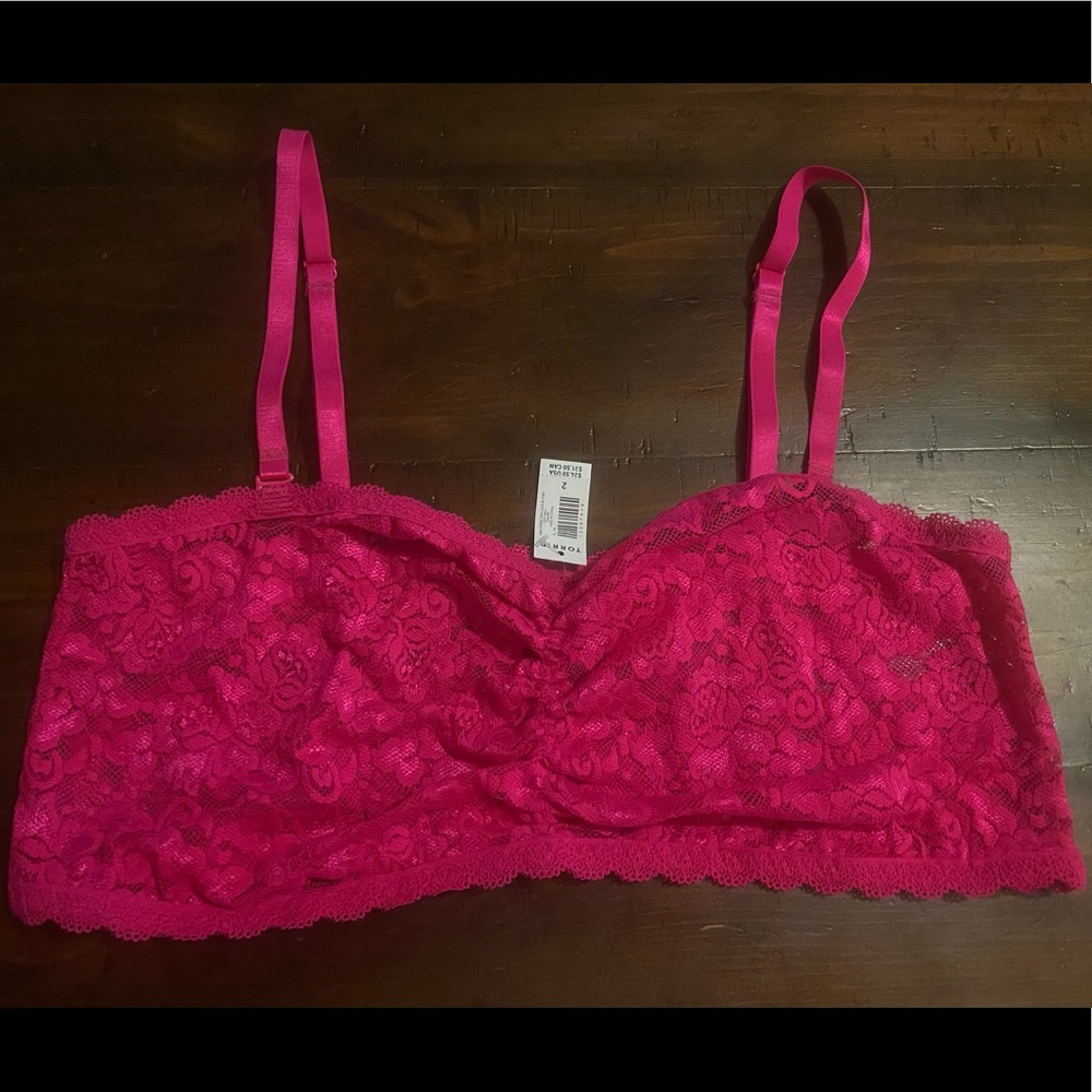 Torrid NWT pink lace strapless bralette size 2